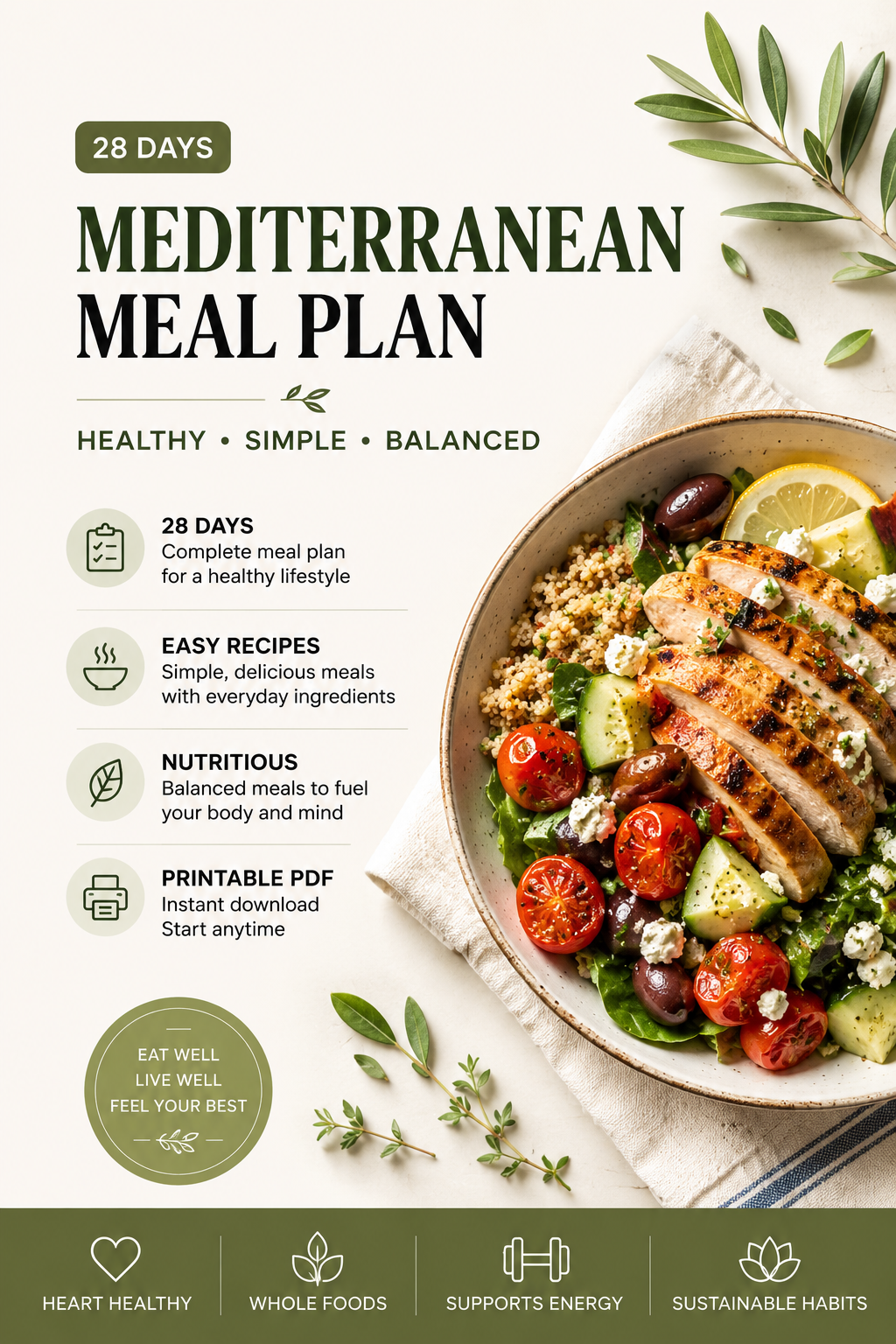 28 Day Mediterranean Meal Plan PDF | Healthy Mediterranean Diet Guide