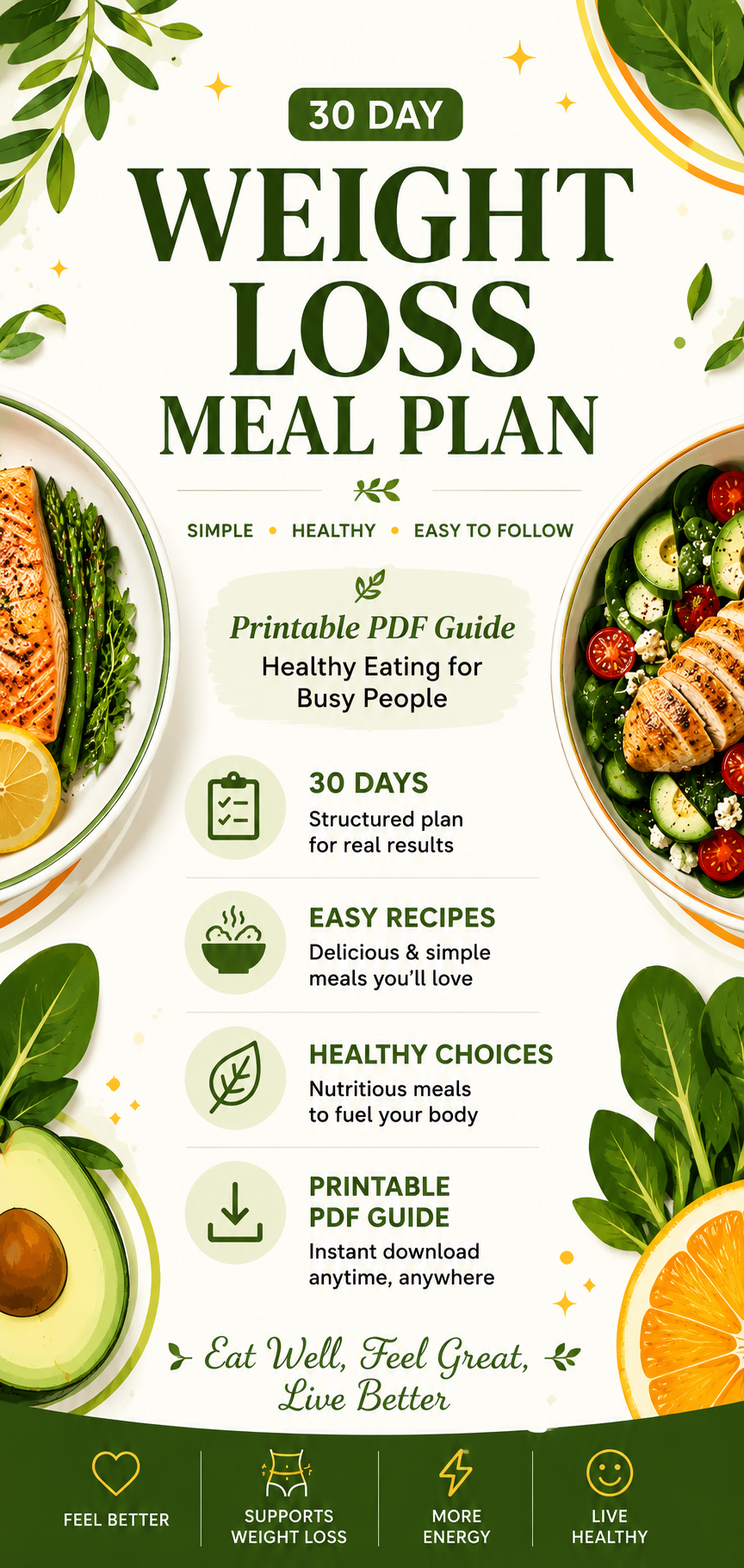 30 Day Weight Loss Meal Plan PDF | Healthy Eating Guide for Busy People